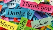 Colorful notes with the words "Thank you" written in different languages